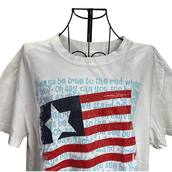 Patriotic Quotes Flag T-Shirt Top  Stars and Stripes Red White and Blue No Tag - Picture 7 of 12